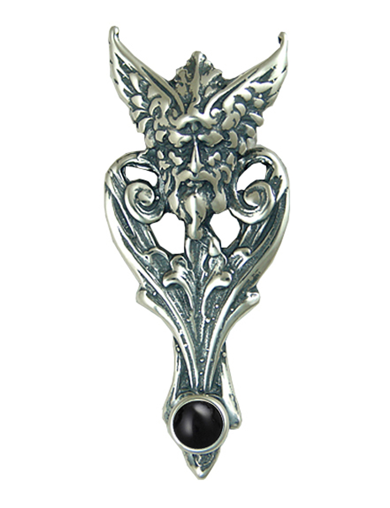 Sterling Silver Thor Viking Pendant With Black Onyx